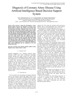 Diagnosis of Coronary Artery Disease Using Artificial Intelligence Based
  Decision Support System