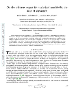 On the minmax regret for statistical manifolds: the role of curvature