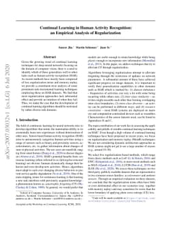 Continual Learning in Human Activity Recognition: an Empirical Analysis
  of Regularization