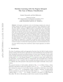Machine Learning with the Sugeno Integral: The Case of Binary
  Classification