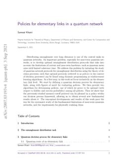 Policies for elementary links in a quantum network