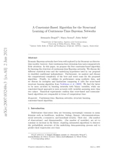 A Constraint-Based Algorithm for the Structural Learning of
  Continuous-Time Bayesian Networks