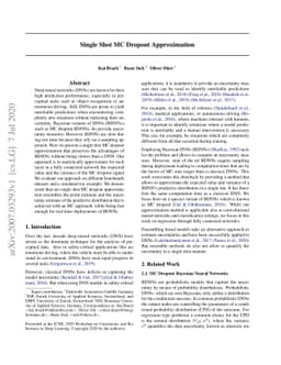 Single Shot MC Dropout Approximation
