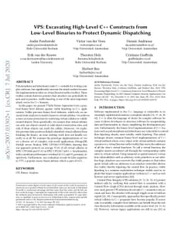 VPS: Excavating High-Level C++ Constructs from Low-Level Binaries to
  Protect Dynamic Dispatching
