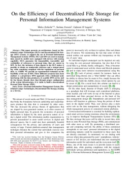 On the Efficiency of Decentralized File Storage for Personal Information
  Management Systems