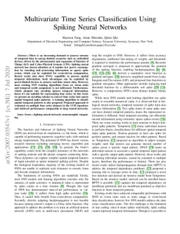 Multivariate Time Series Classification Using Spiking Neural Networks