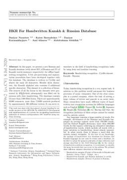HKR For Handwritten Kazakh & Russian Database