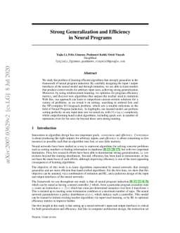 Strong Generalization and Efficiency in Neural Programs