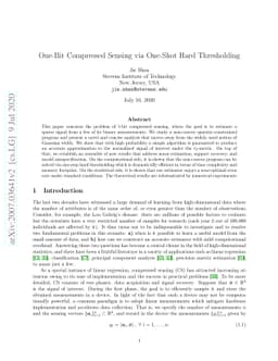 One-Bit Compressed Sensing via One-Shot Hard Thresholding