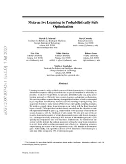 Meta-active Learning in Probabilistically-Safe Optimization