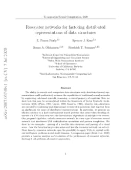 Resonator networks for factoring distributed representations of data
  structures