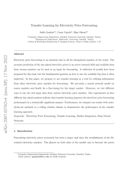 Transfer Learning for Electricity Price Forecasting