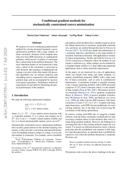 Conditional gradient methods for stochastically constrained convex
  minimization