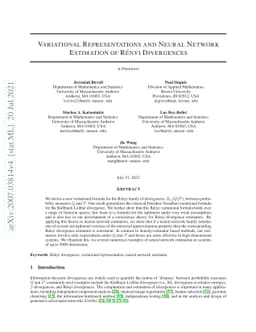 Variational Representations and Neural Network Estimation of Rényi
  Divergences