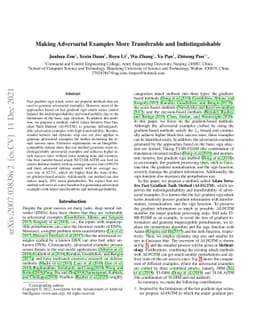 Making Adversarial Examples More Transferable and Indistinguishable