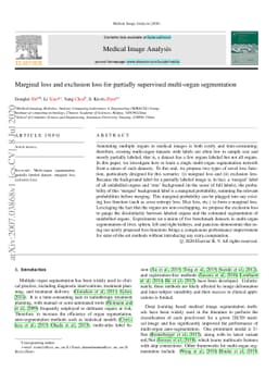Marginal loss and exclusion loss for partially supervised multi-organ
  segmentation