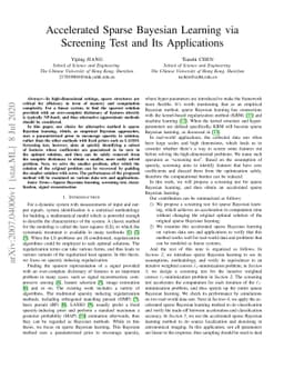 Accelerated Sparse Bayesian Learning via Screening Test and Its
  Applications