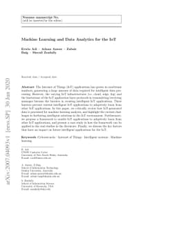 Machine learning and data analytics for the IoT