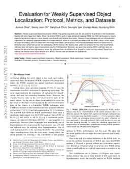 Evaluation for Weakly Supervised Object Localization: Protocol, Metrics,
  and Datasets