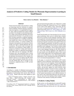 Analysis of Predictive Coding Models for Phonemic Representation
  Learning in Small Datasets