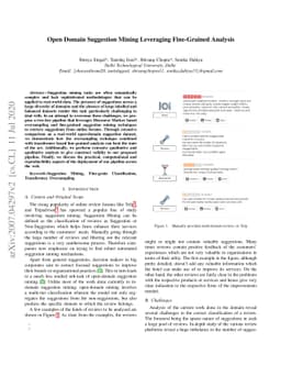 Open Domain Suggestion Mining Leveraging Fine-Grained Analysis