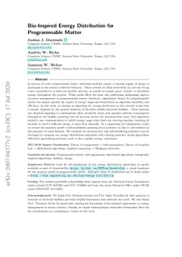 Bio-Inspired Energy Distribution for Programmable Matter