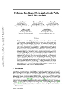 Collapsing Bandits and Their Application to Public Health Interventions