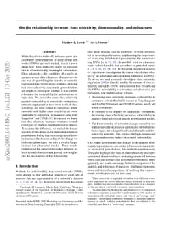 On the relationship between class selectivity, dimensionality, and
  robustness