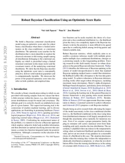 Robust Bayesian Classification Using an Optimistic Score Ratio