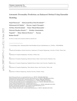 Automatic Personality Prediction; an Enhanced Method Using Ensemble
  Modeling