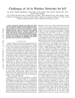Challenges of AI in Wireless Networks for IoT
