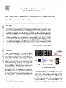 Brain Tumor Anomaly Detection via Latent Regularized Adversarial Network