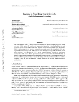 Learning to Prune Deep Neural Networks via Reinforcement Learning