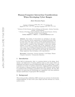 Human-Computer Interaction Considerations When Developing Cyber Ranges
