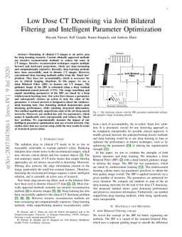 Low Dose CT Denoising via Joint Bilateral Filtering and Intelligent
  Parameter Optimization