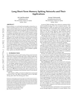 Long Short-Term Memory Spiking Networks and Their Applications