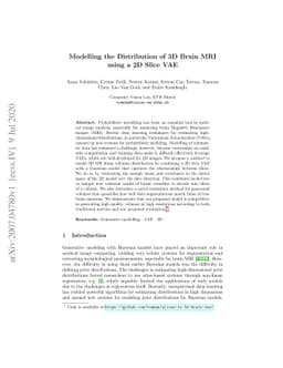 Modelling the Distribution of 3D Brain MRI using a 2D Slice VAE
