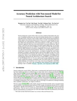 Accuracy Prediction with Non-neural Model for Neural Architecture Search