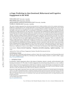n-Gage: Predicting in-class Emotional, Behavioural and Cognitive
  Engagement in the Wild