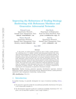 Improving the Robustness of Trading Strategy Backtesting with Boltzmann
  Machines and Generative Adversarial Networks