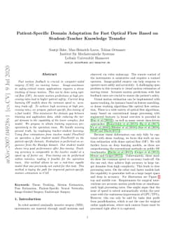 Patient-Specific Domain Adaptation for Fast Optical Flow Based on
  Teacher-Student Knowledge Transfer