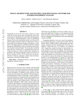 Single architecture and multiple task deep neural network for altered
  fingerprint analysis
