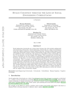 Human Cognition through the Lens of Social Engineering Cyberattacks