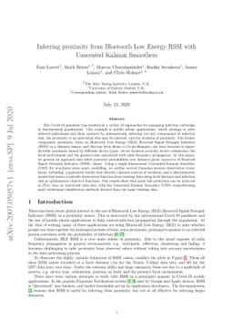 Inferring proximity from Bluetooth Low Energy RSSI with Unscented Kalman
  Smoothers
