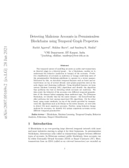 Detecting Malicious Accounts in Permissionless Blockchains using
  Temporal Graph Properties