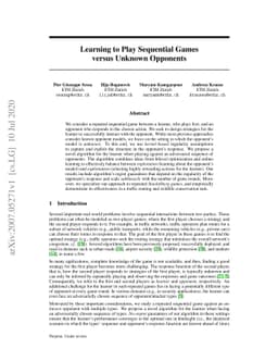 Learning to Play Sequential Games versus Unknown Opponents