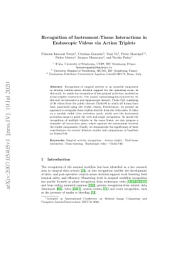 Recognition of Instrument-Tissue Interactions in Endoscopic Videos via
  Action Triplets