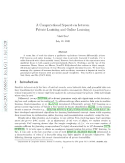 A Computational Separation between Private Learning and Online Learning