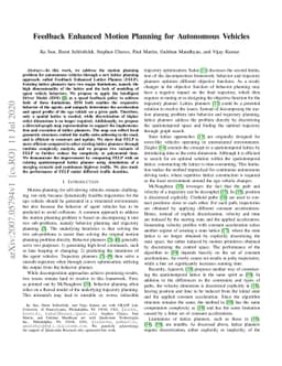 Feedback Enhanced Motion Planning for Autonomous Vehicles