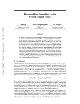 Bayesian Deep Ensembles via the Neural Tangent Kernel